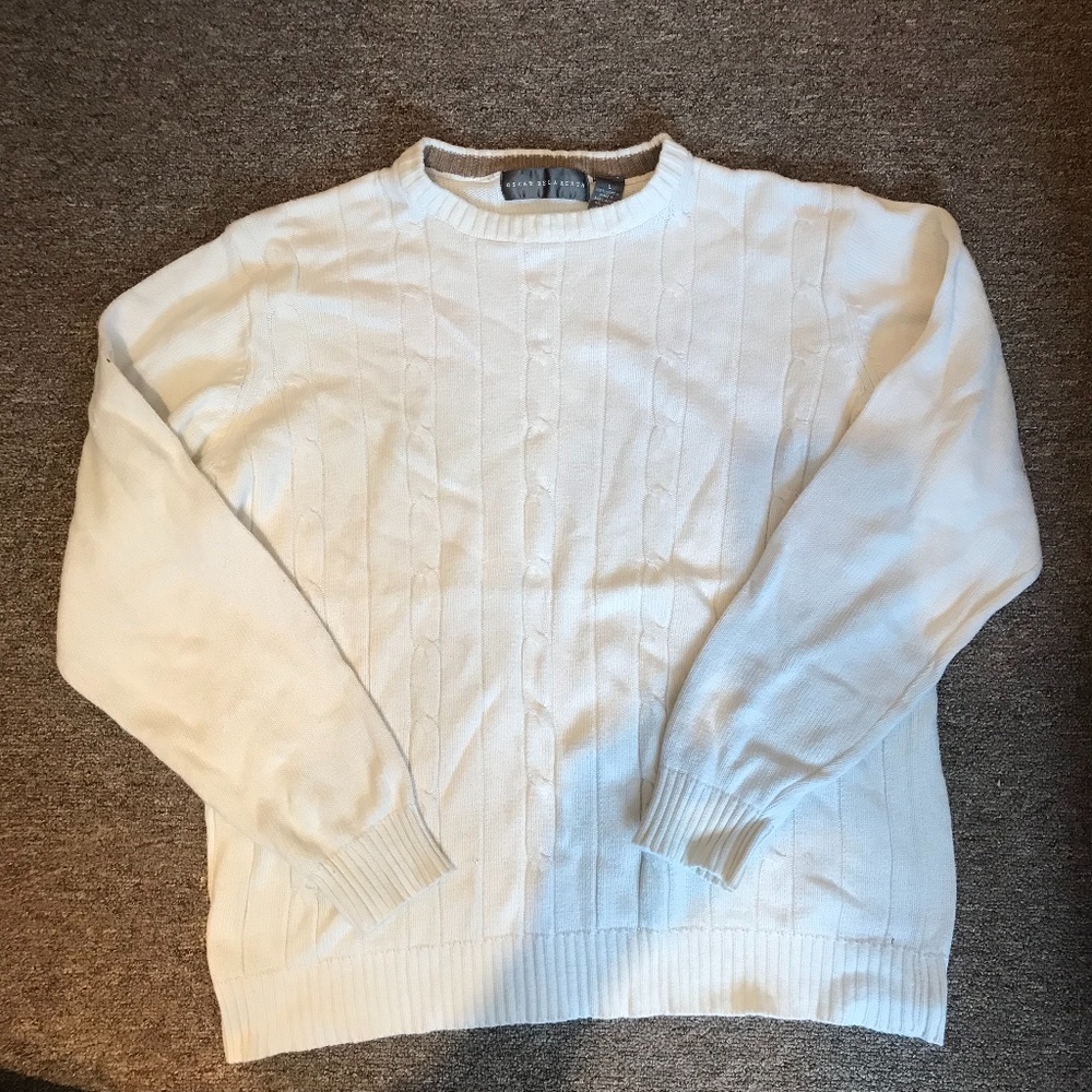 Oscar De La Renta Mens Cream cable knit sweater